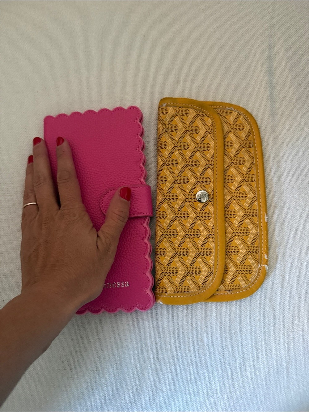 Pink Scalloped Wallet - and yellow wallet Temu